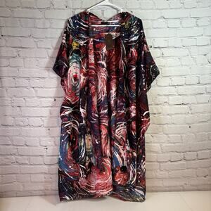 NWT Colorful Abstract Red, White & Blue Kimono One Size F0118